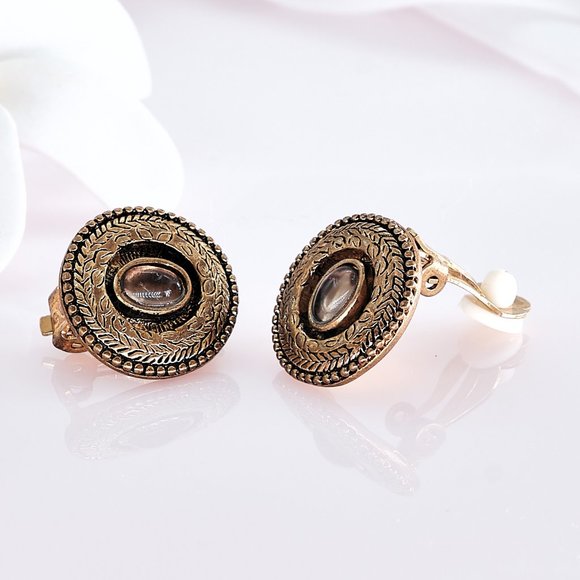 Ralph Lauren Clip On Earrings, Designer Vintage Earrings - Picture 1 of 9